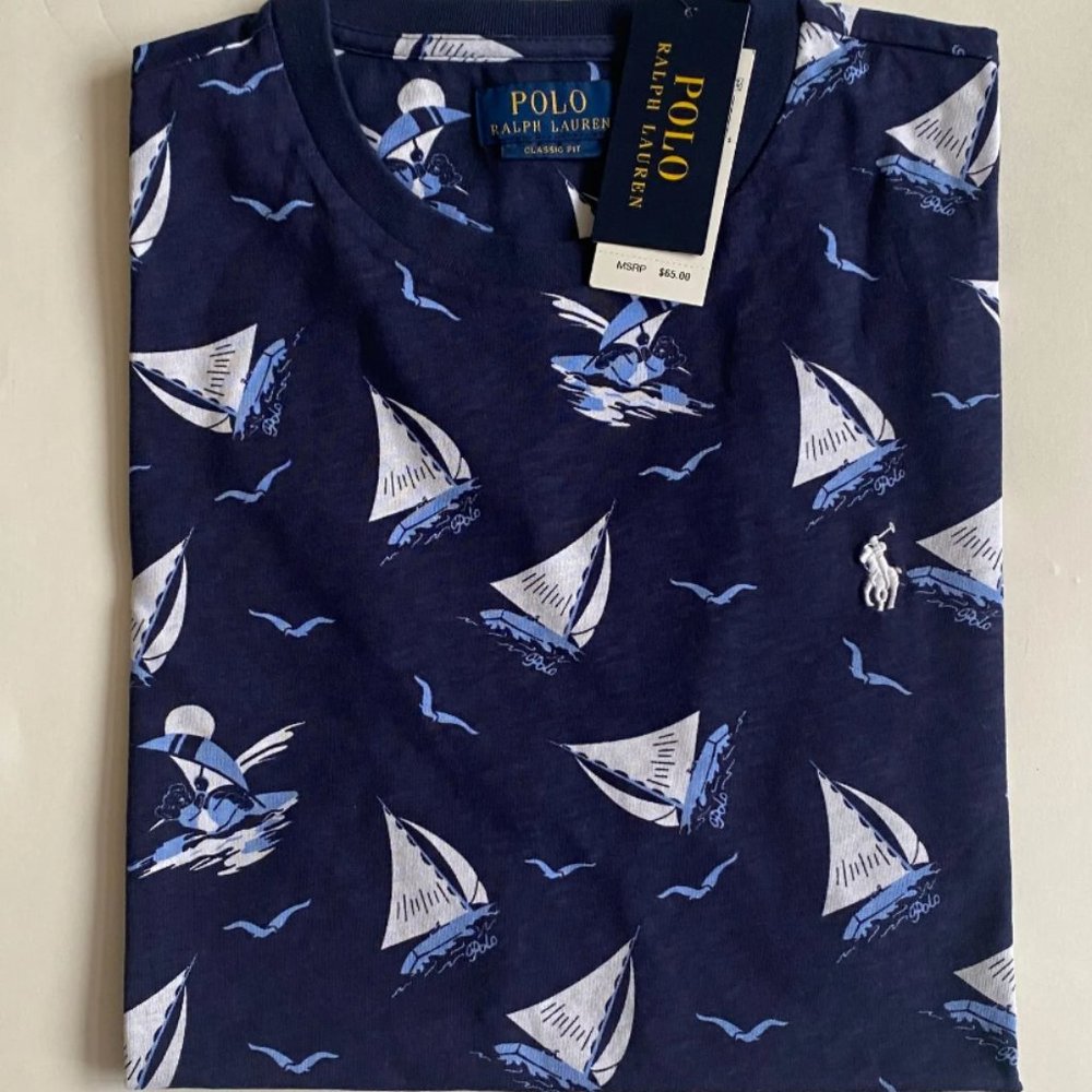 Polo Ralph Lauren Polo Logo Skipper Sailing Bearwaiian Classic Fit T-Shirt Navy